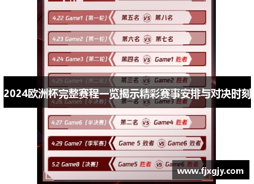 2024欧洲杯完整赛程一览揭示精彩赛事安排与对决时刻